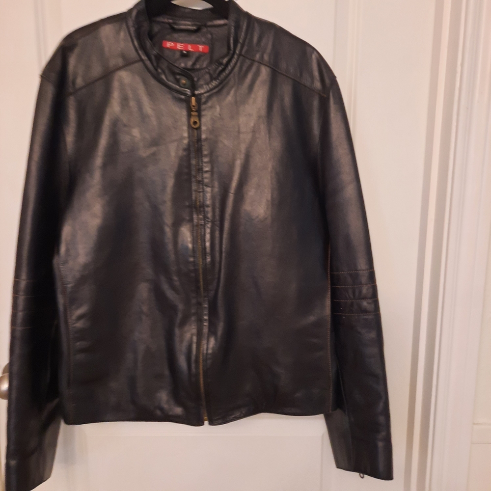 Black Leather Bomber Jacket for Men